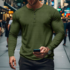 Herren Langarm-Hemd mit knopfbarem Kragen und strukturiertem Design R&B