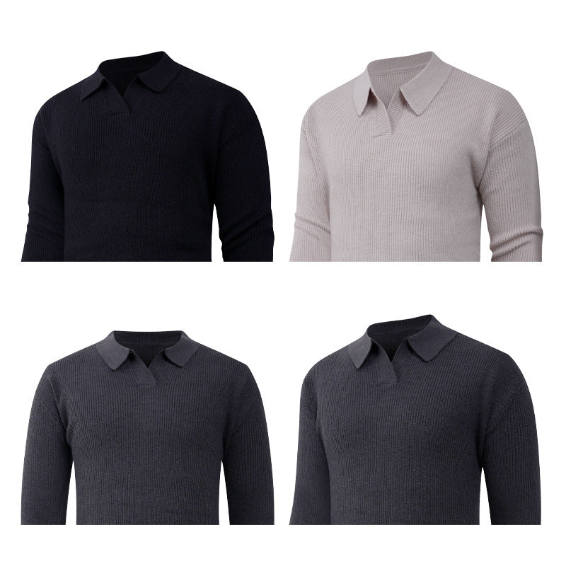Herren Strickpullover mit klassischem Kragen und strukturierter Optik R&B
