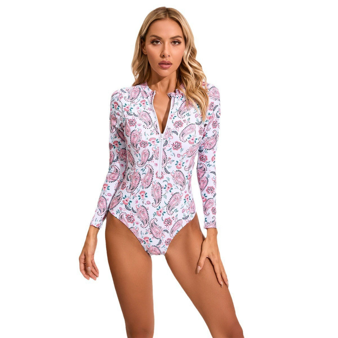 Damen Hochgeschlossener Einteiler Badeanzug mit zip und floralem Muster R&B