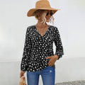 Damen Bluse mit V-Ausschnitt und modernem Punktdesign R&B