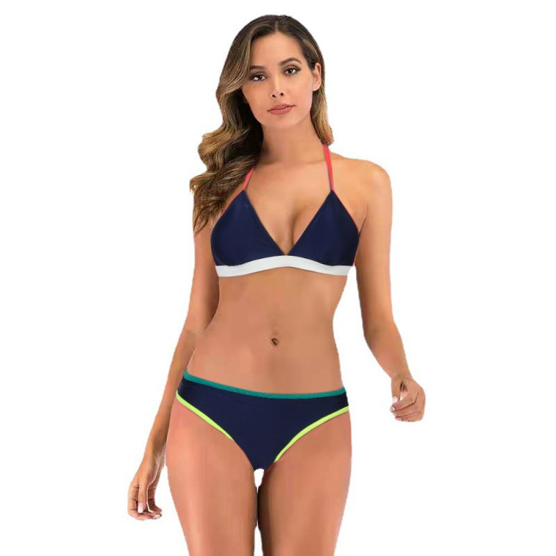 Damen Triangelbikini mit sportlichem Design und modischen Kontrasten R&B