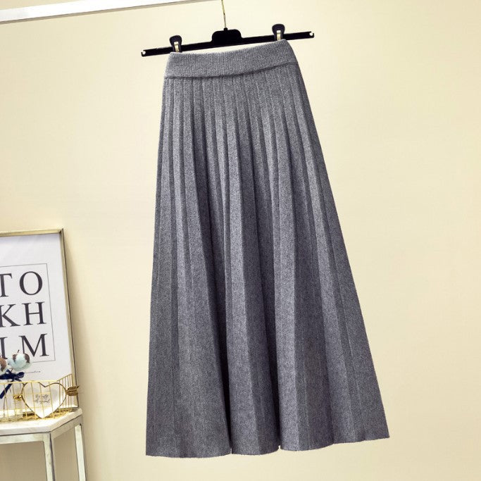 Damen Plissierter Maxi-Rock aus hochwertigem Strickstoff R&B