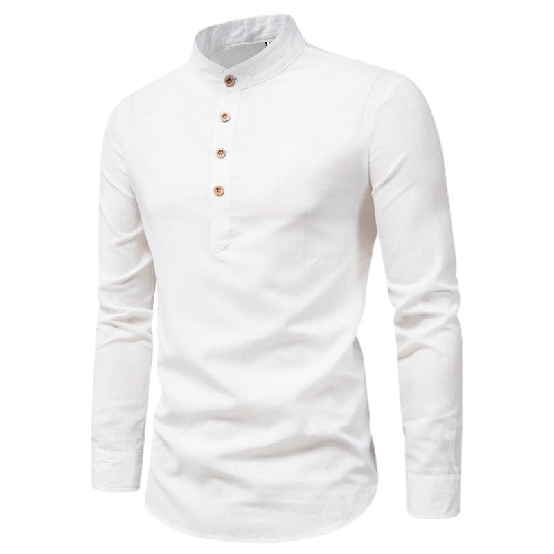 Herren Langarmhemd mit Henley-Ausschnitt und dekorativer Knopfleiste R&B