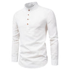 Herren Langarmhemd mit Henley-Ausschnitt und dekorativer Knopfleiste R&B