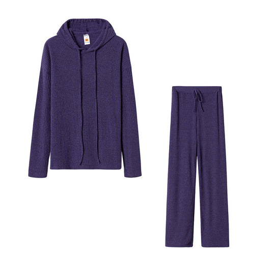 Damen Relaxed Fit Sweater-Set mit Kapuze und weiten Hosen R&B