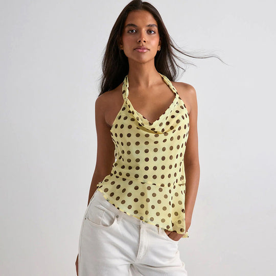 Damen Hängerchen-Top mit verspieltem Polka-Dots-Muster und voluminösem Saum R&B