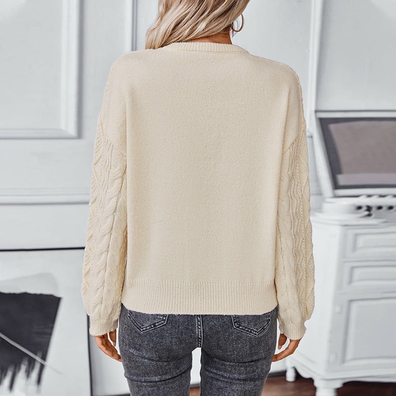 Damen Grobstrickpullover mit strukturiertem Zopfmuster