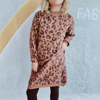 Damen Grobstrickkleid im modernen Leopardenmuster R&B