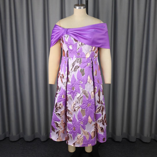 Damen Elegantes Abendkleid mit schulterfreier Applikation und floralen Motiven R&B