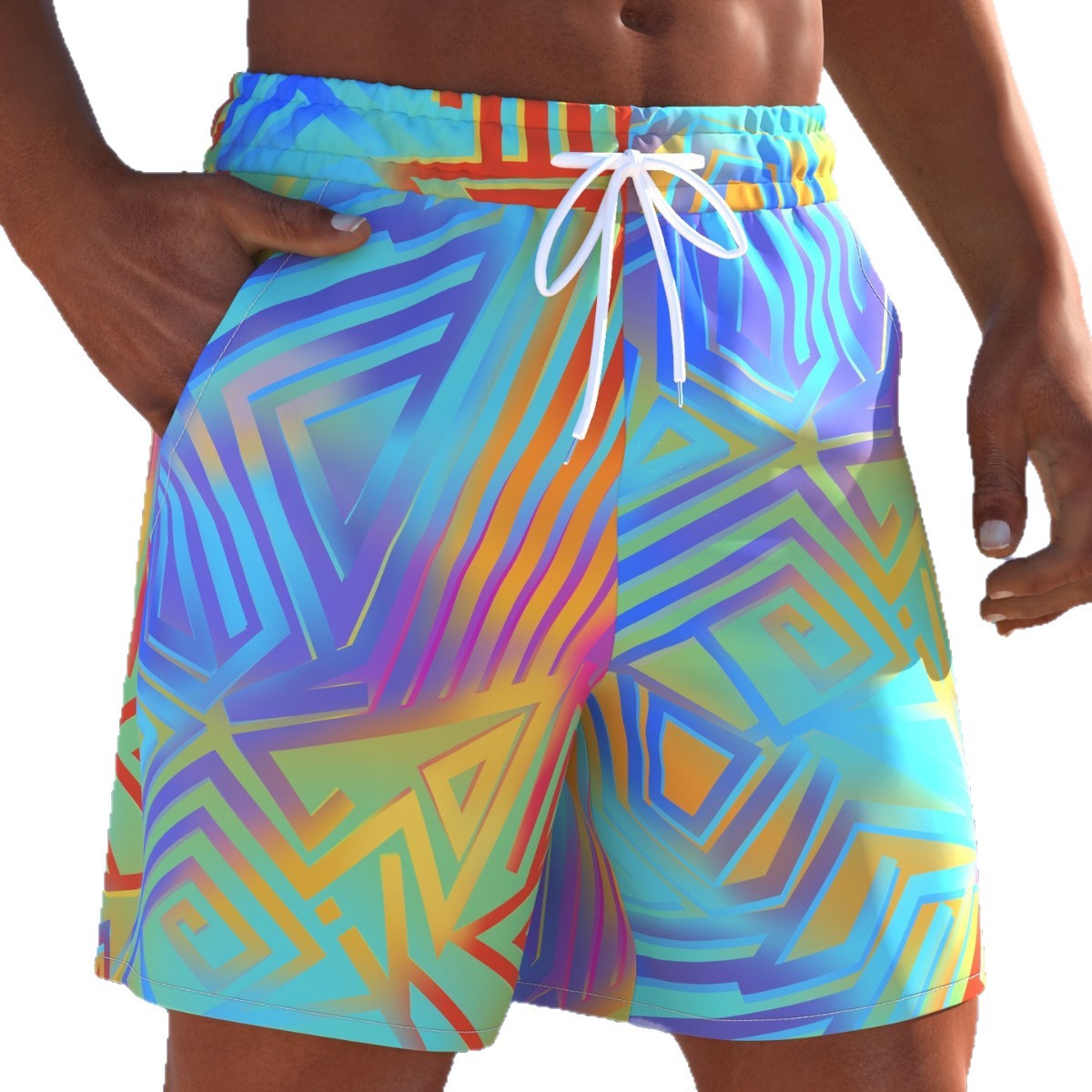 Herren Badeshorts mit animalischem Muster und elastischem Bund