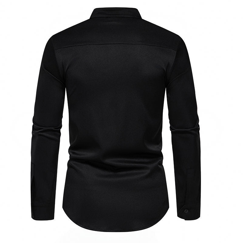 Herren Langarmhemd mit asymmetrischem Knopfdesign