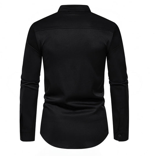 Herren Langarmhemd mit asymmetrischem Knopfdesign R&B