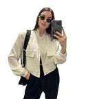 Damen modische Utility-Jacke mit praktischen Taschen und edlem Schnitt R&B