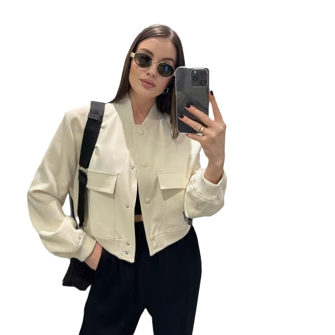 Damen modische Utility-Jacke mit praktischen Taschen und edlem Schnitt R&B