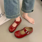 Damen elegante Mary Jane Ballerinas mit verstellbarem Riemen und robustem Fußbett R&B