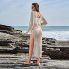 Damen figurbetontes Netzkleid mit raffiniertem Muster R&B