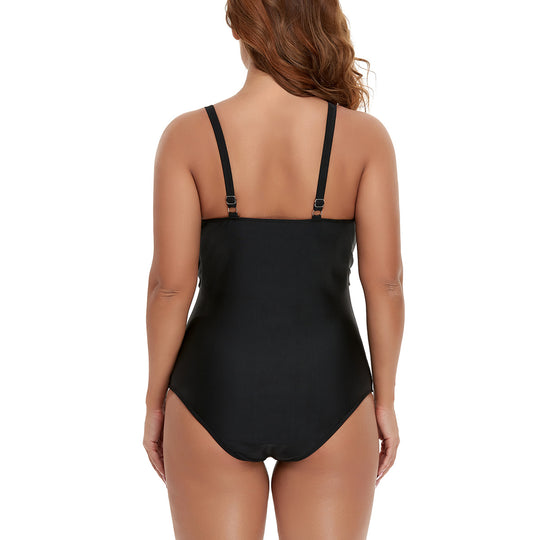Damen Einteiler Badeanzug mit elegantem Wickeldetail und figurformender Passform R&B