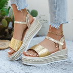 Damen Wedge-Sandaletten mit modischem Korkdesign und komfortablem Fußbett R&B