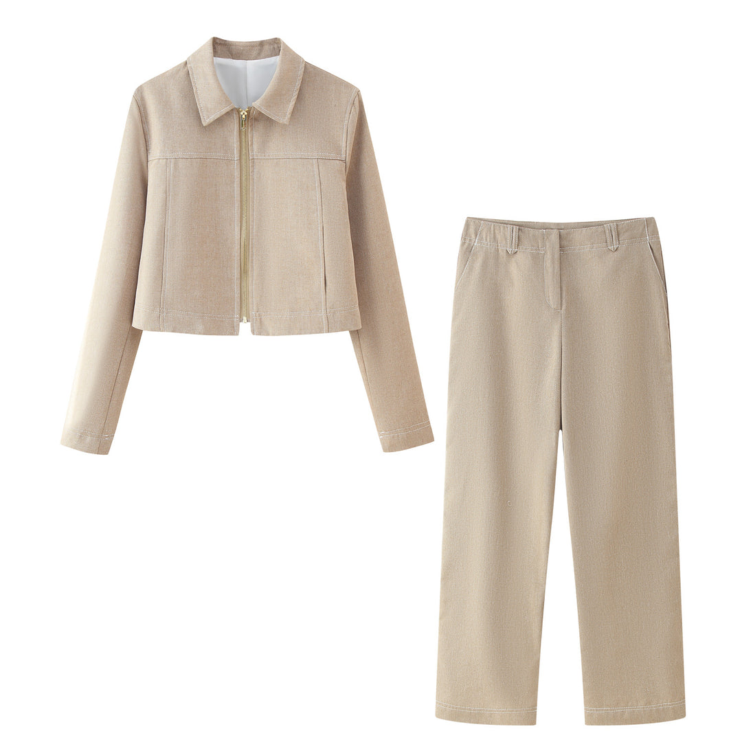 Damen cropped Jacke aus hochwertigem Stoff mit elegantem Reißverschluss R&B