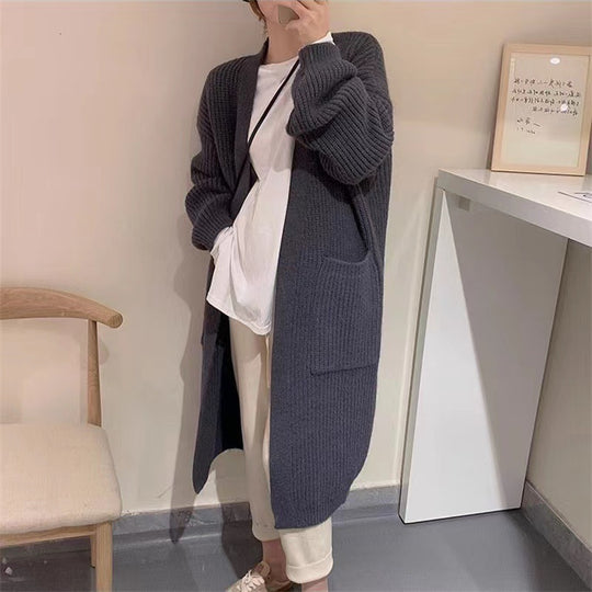 Damen Strickcardigan mit lockerer Silhouette und tiefen Taschen R&B