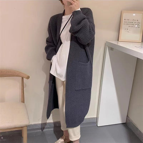 Damen Strickcardigan mit lockerer Silhouette und tiefen Taschen R&B