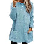 Damen Pullover mit weichem Teddy-Fleece und praktischen Taschen R&B