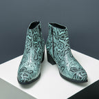 Damen Modische Ankle Boots mit schickem Schlangenleder-Design