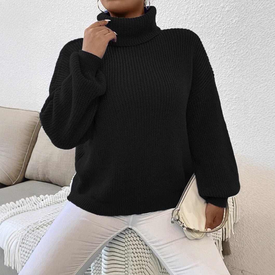 Damen Gemütlicher chunky Pullover mit Rollkragen und strukturiertem Strick