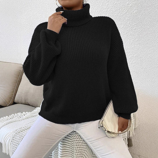 Damen Gemütlicher chunky Pullover mit Rollkragen und strukturiertem Strick R&B