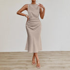 Damen Elegantes Midi-Kleid mit taillierter Passform und raffinierter Raffung R&B