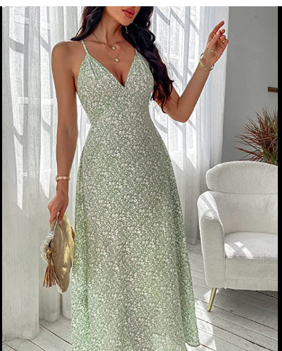 Damen Maxikleid mit floralen Details und elegantem V-Ausschnitt R&B