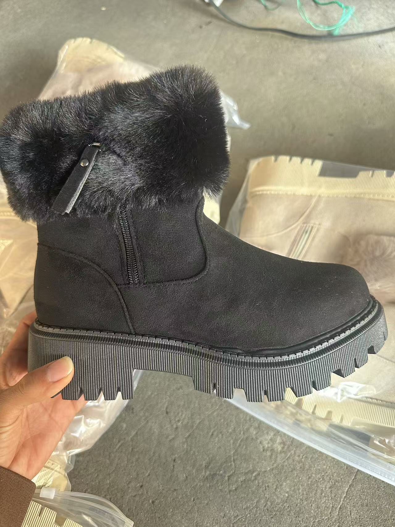 Damen Winterstiefel mit kuscheligem Kunstfellkragen und rutschfester Profilsohle R&B