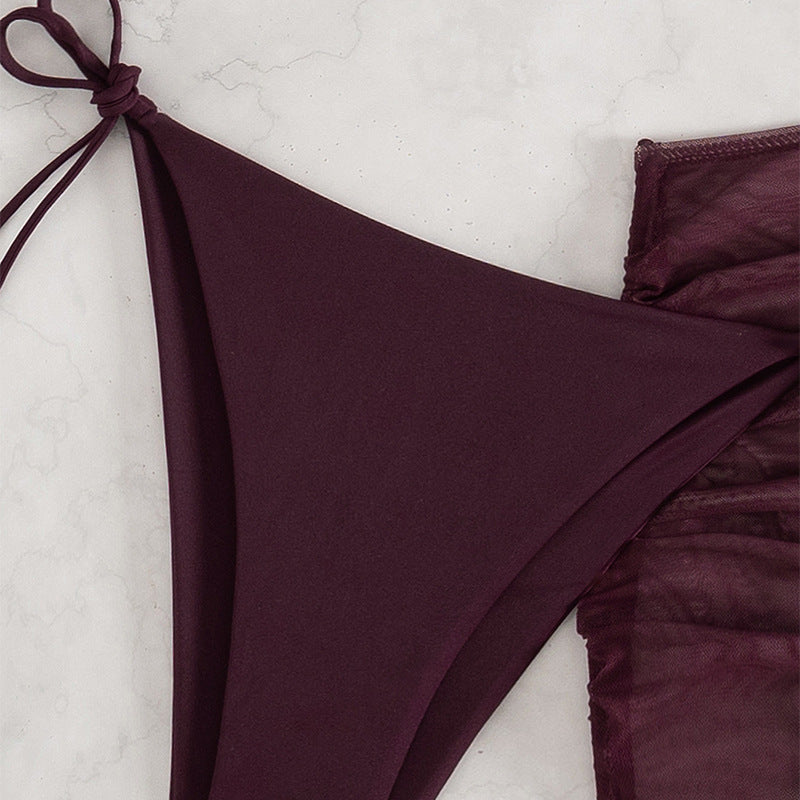 Damen Bikini-Set mit Triangle-Oberteil und verstellbarem Rock R&B