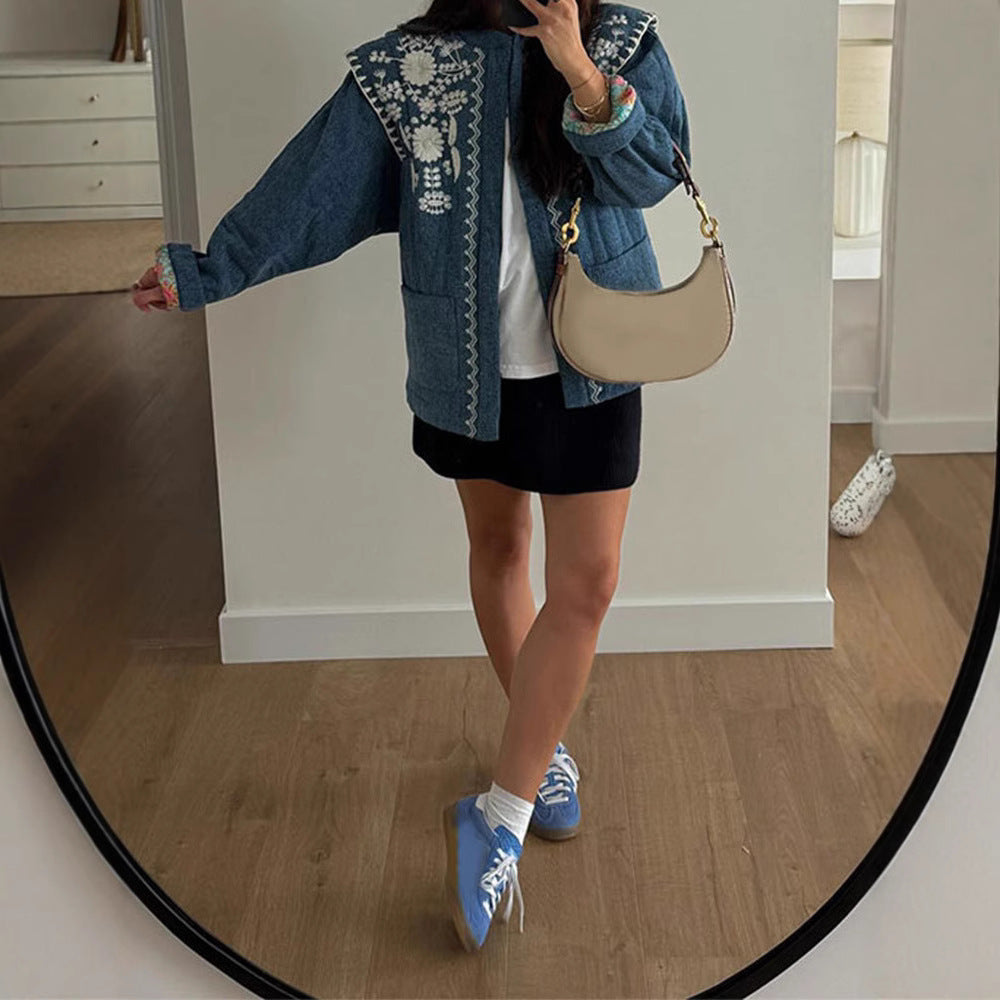 Damen Bestickte Denimjacke R&B