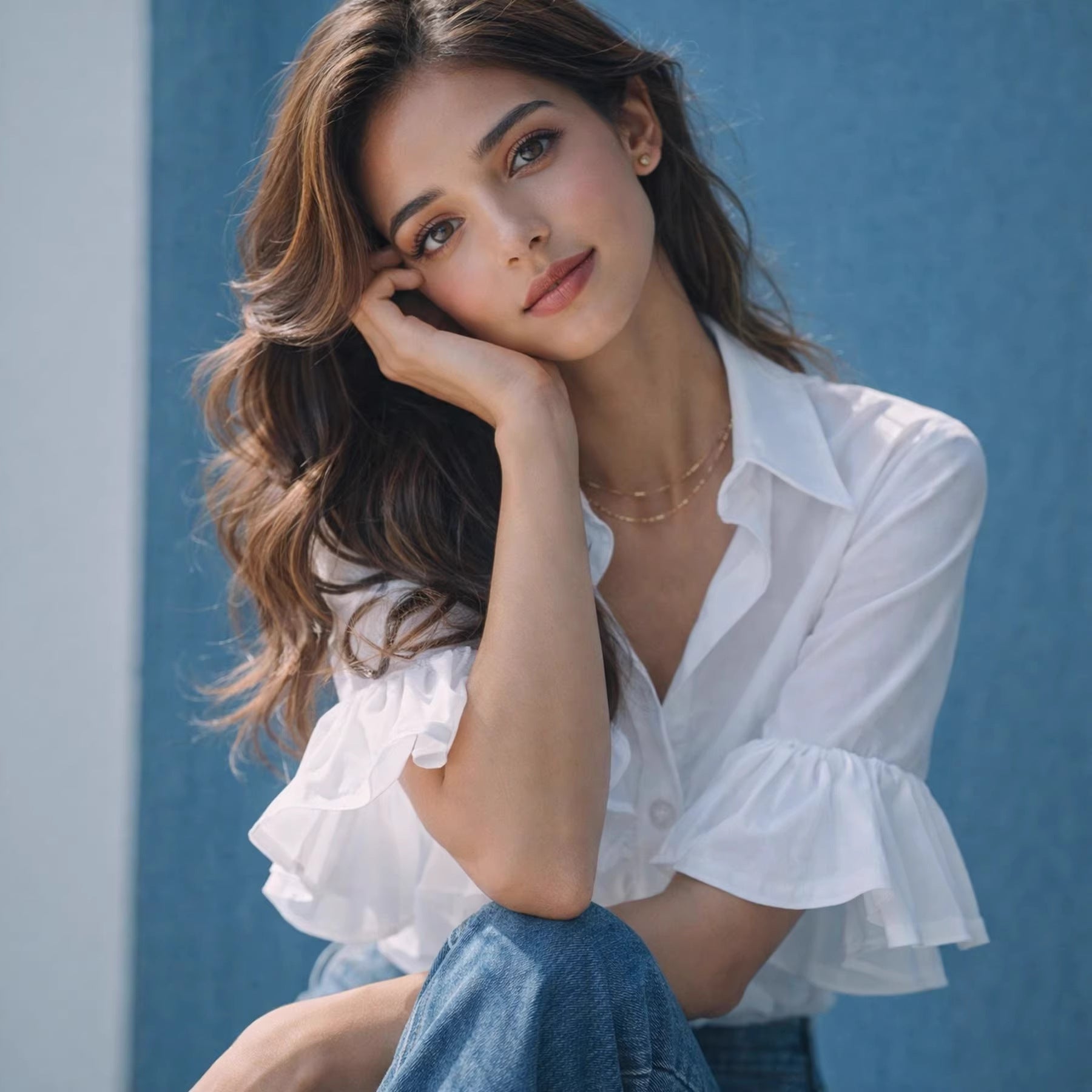 Damen Elegante Bluse mit Rüschendetails und hochwertigem Baumwollstoff R&B