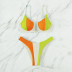 Damen Bikini-Set mit trendigem Farbblockdesign und verstellbaren Trägern