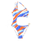 Damen Einteiliger Badeanzug mit asymmetrischem Schnitt und trendigem Ketten-Detail R&B