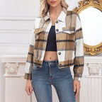 Damen kariertes Denimjacke im Romantik-Stil R&B