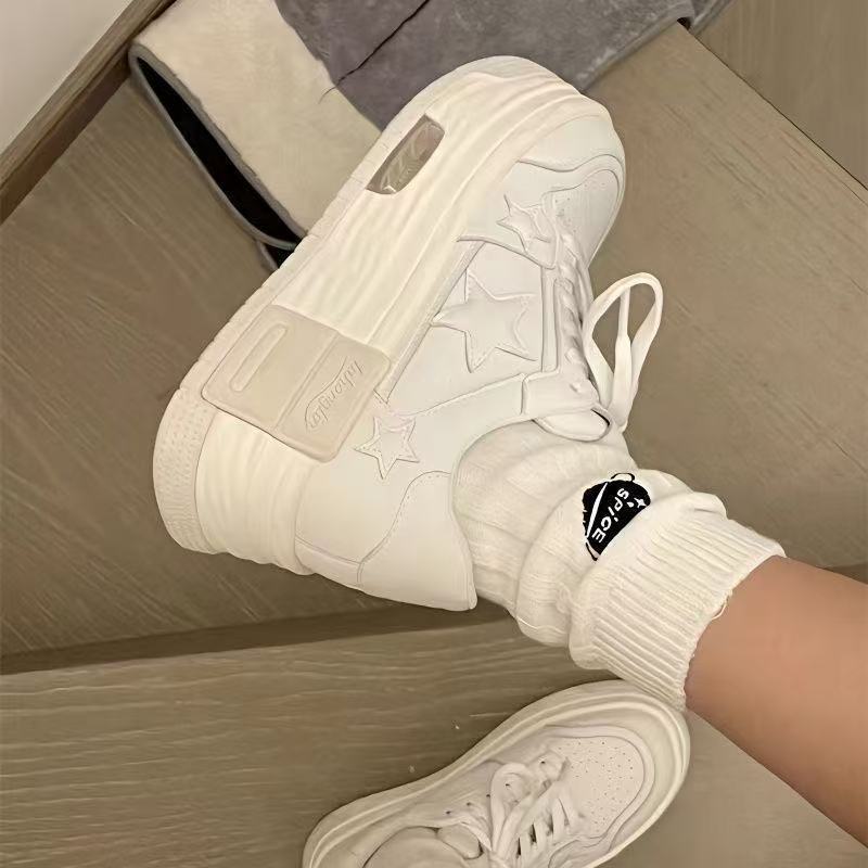 Damen Plattform-Sneaker mit verspieltem Sternen-Design und bequemer Dämpfung R&B