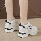 Damen Komfortable Plateau-Sneaker mit atmungsaktiver Mesh-Oberfläche