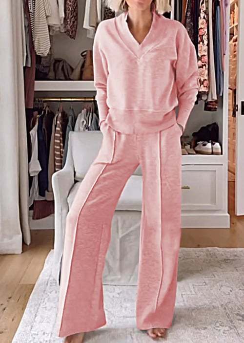 Damen Angesagtes Freizeit-Set mit weitem Schnitt und tiefem V-Ausschnitt R&B