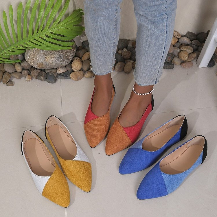 Damen Ballerinas mit spitz zulaufender Sohle und modischem Farbkontrast R&B