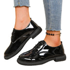 Damen glänzende Schnürschuhe mit modischem Design und robuster Sohle R&B