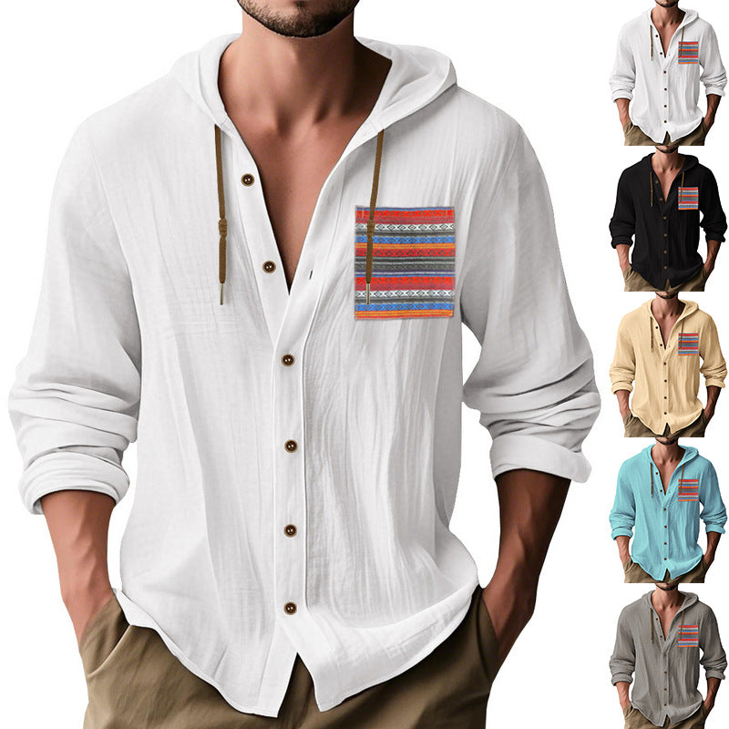 Herren Kapuzenshirt mit verspieltem Design und praktischer Knopfleiste R&B