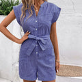 Damen Kurzoverall mit modischen Streifen R&B