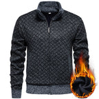 Herren Strickjacke im modernen Rautenmuster mit durchgehendem Reißverschluss R&B