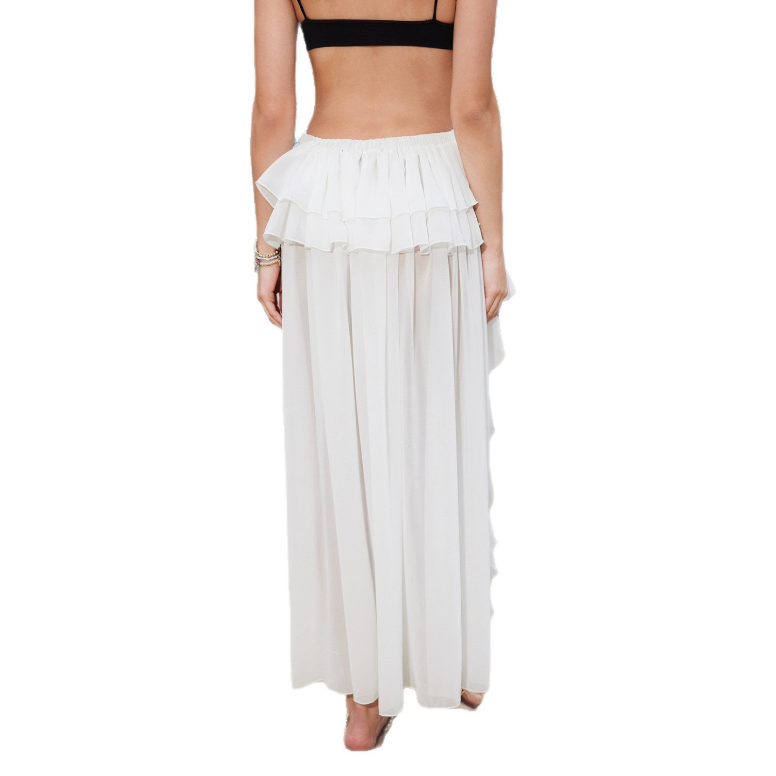 Damen eleganter, fließender Strandrock mit Rüschen R&B