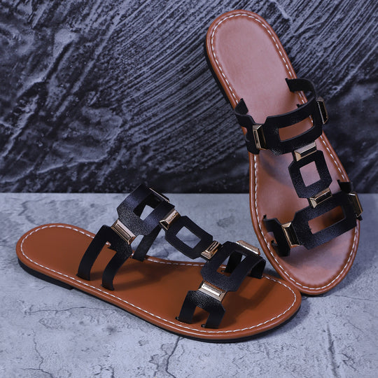 Damen modische Riemchensandalen mit dekorativen Schnallen R&B