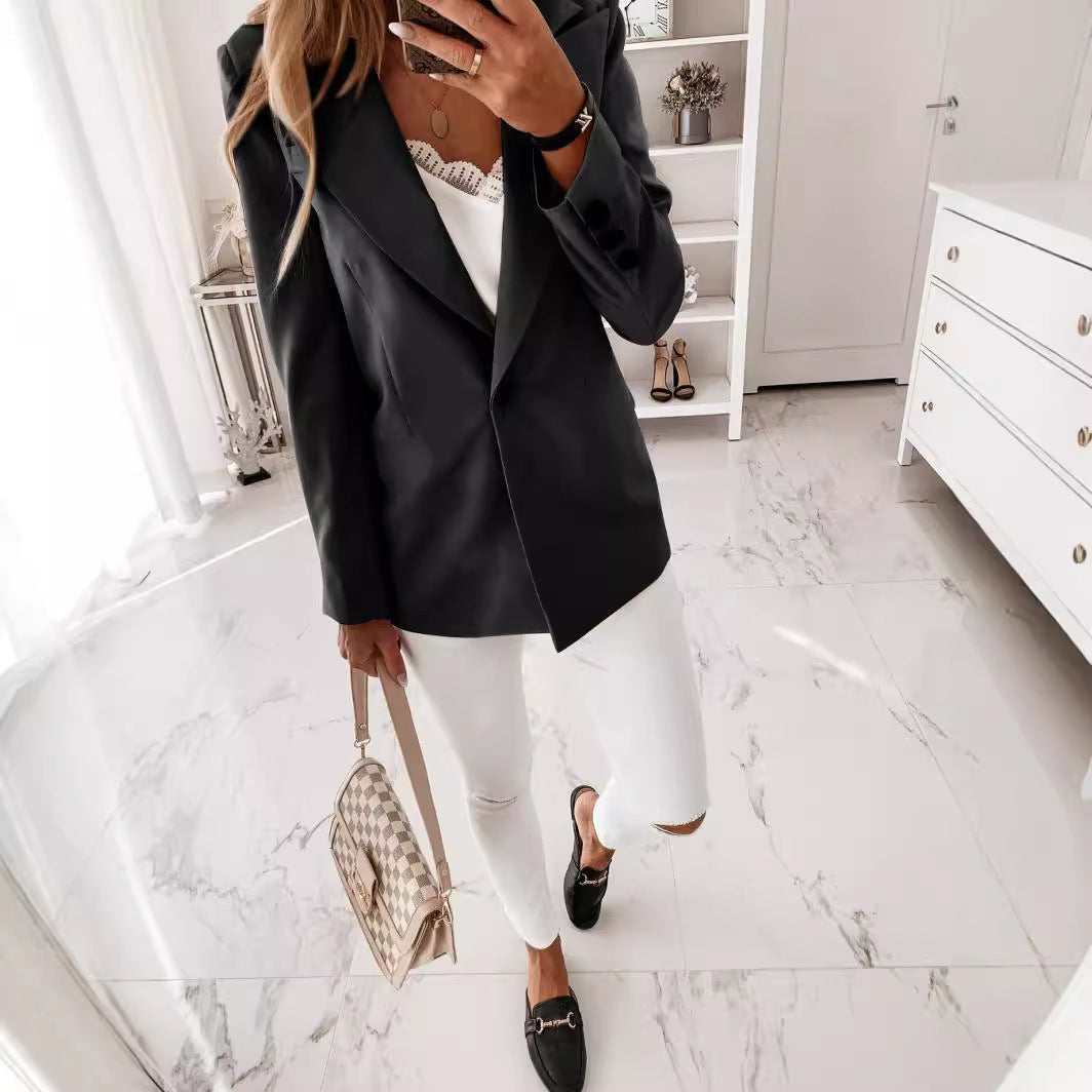 Damen trendiger Blazer-Anzug mit schmalem Schnitt und eleganter Knopfleiste R&B