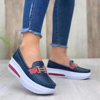 R&B Damen Loafer Slip-On PU Lederoptik Metall-Detail